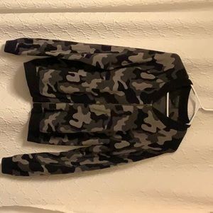 Barefoot Dreams Cosy Chic Ultra Lite Camo Sweater Bomber Jacket